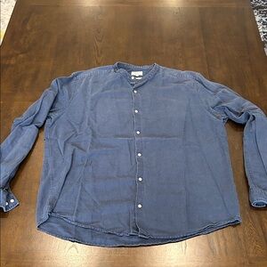 Next Men's Casual Button-Down Shirt in Denim Blue